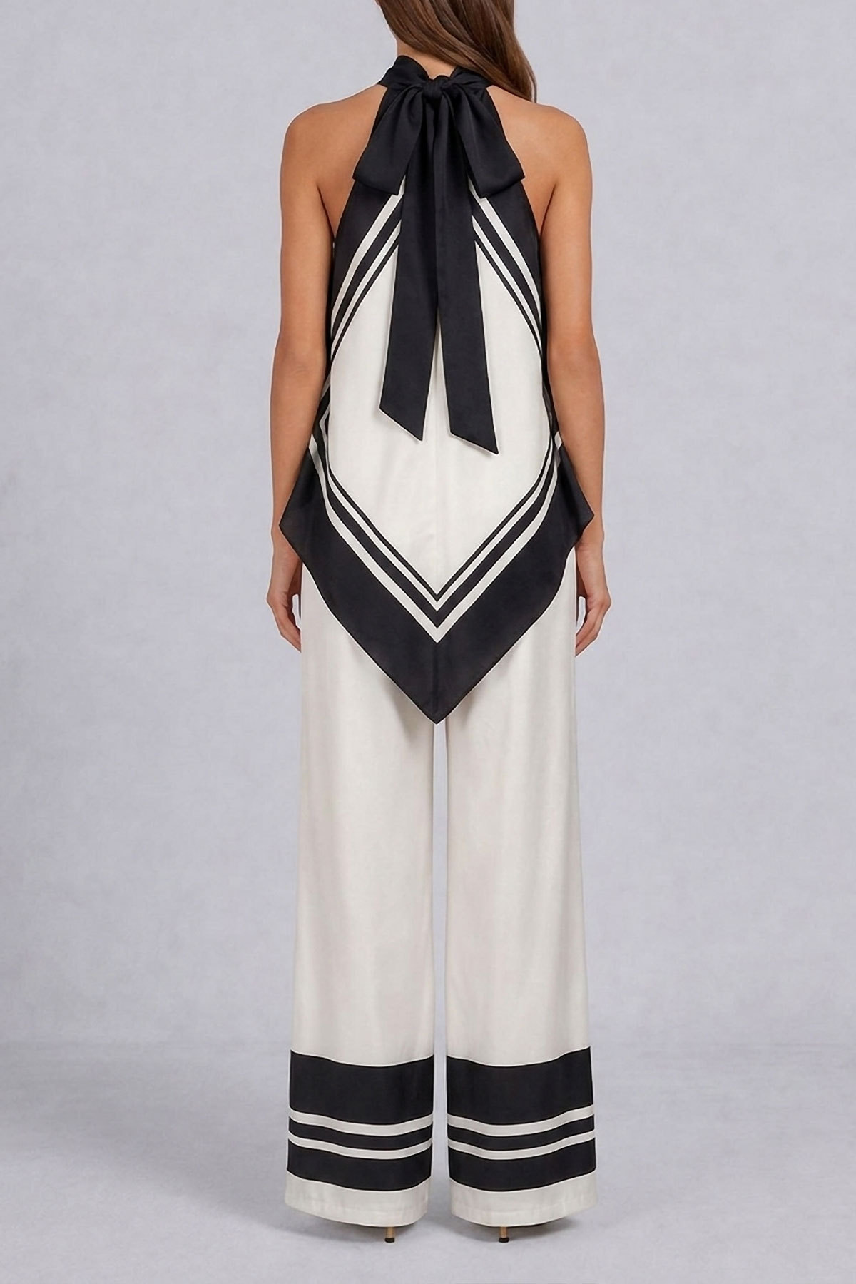 Mia Asymmetrical Scarf Print Pants Set