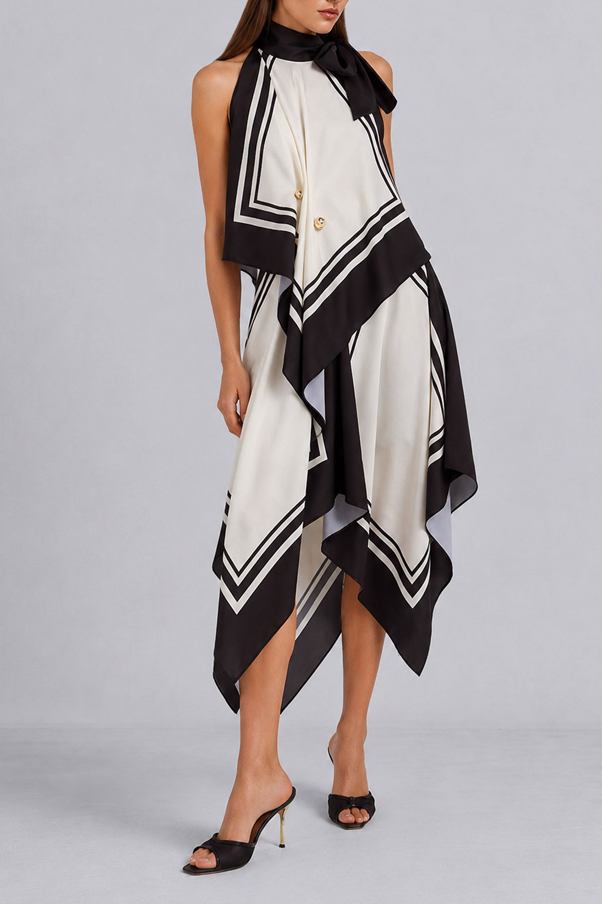 Mia Asymmetrical Scarf Print Skirts Set