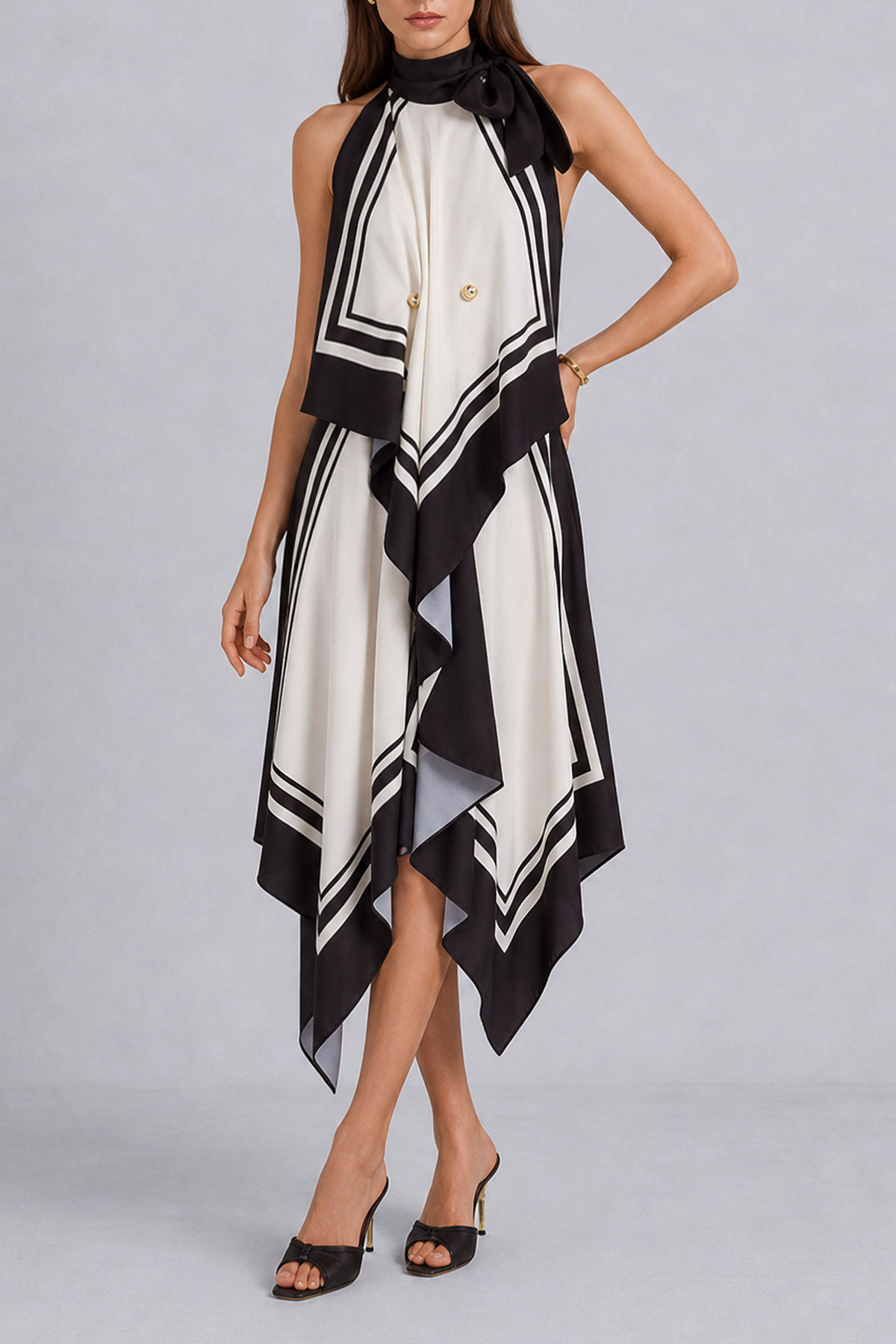 Mia Asymmetrical Scarf Print Skirts Set