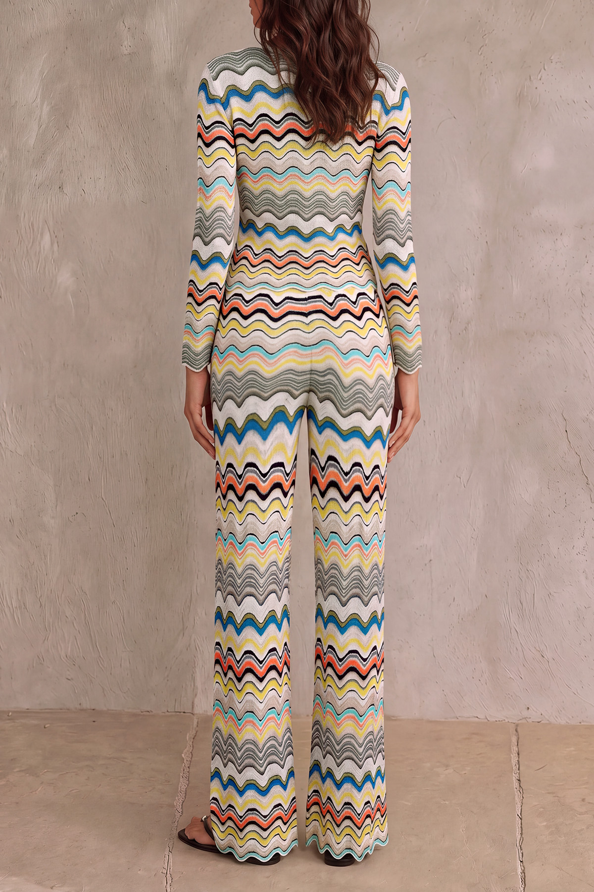 Mireille Colorful Wavy Stripe Knit Pants Set