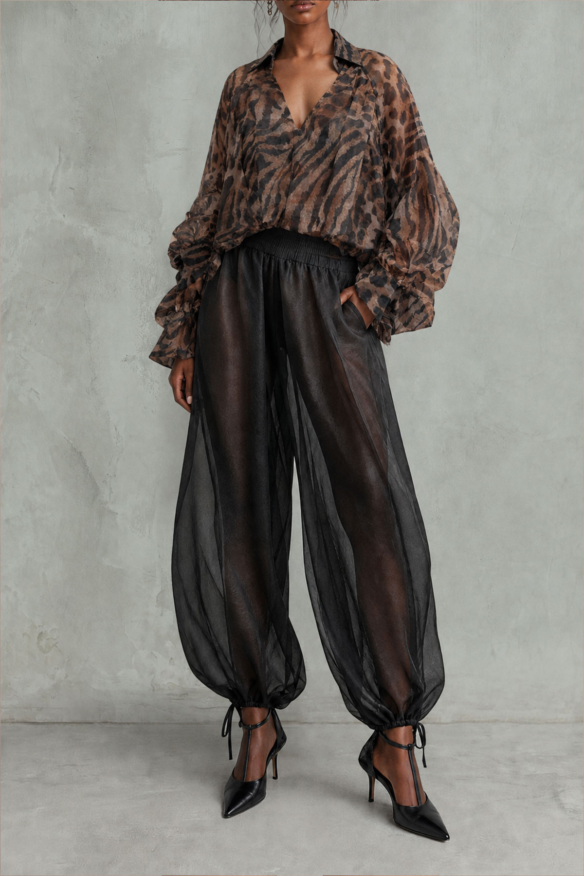 Mireya V Neck Animal Print Blouse Top