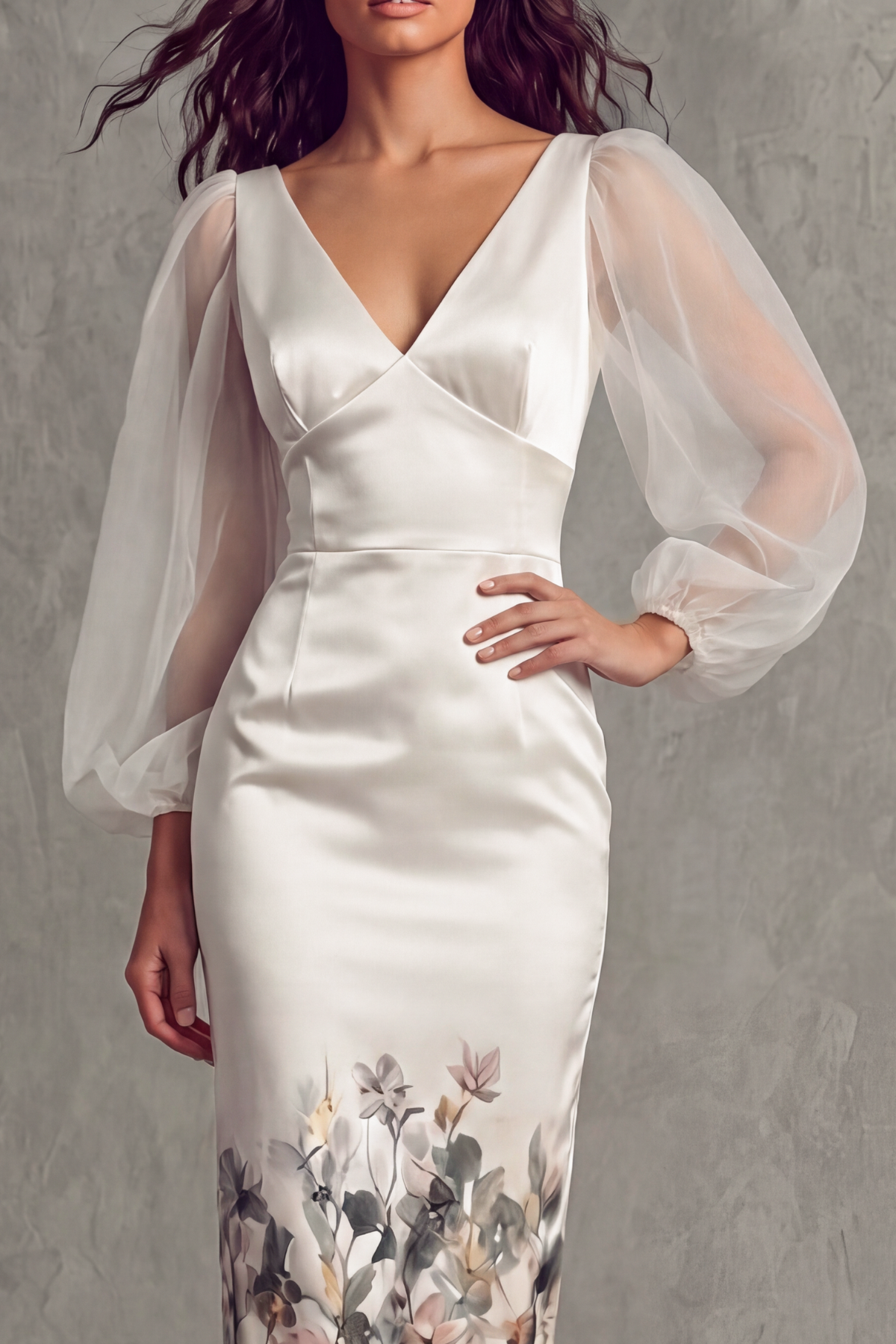 Morveth V Neck Floral Midi Dress