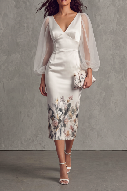 Morveth V Neck Floral Midi Dress