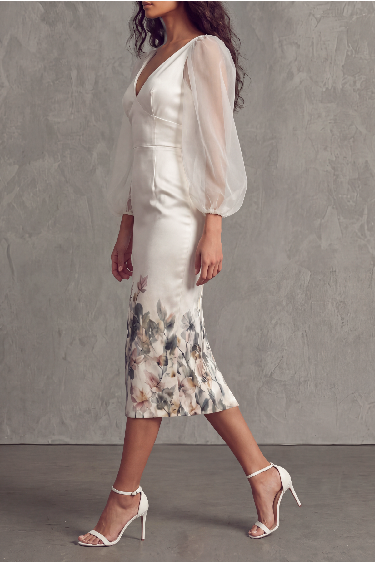 Morveth V Neck Floral Midi Dress