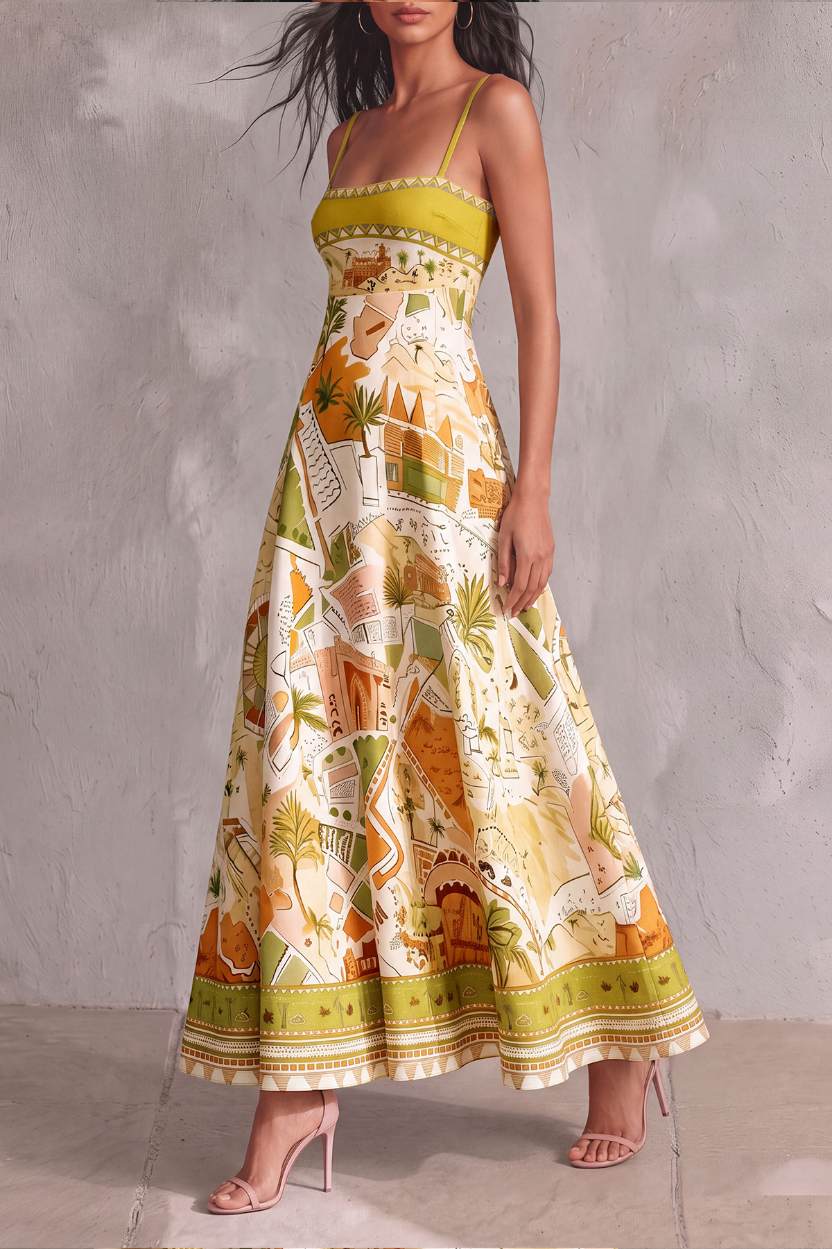 Nadia Spaghetti Print Midi Dress 
