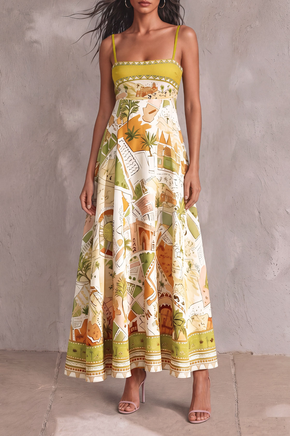 Nadia Spaghetti Print Midi Dress 