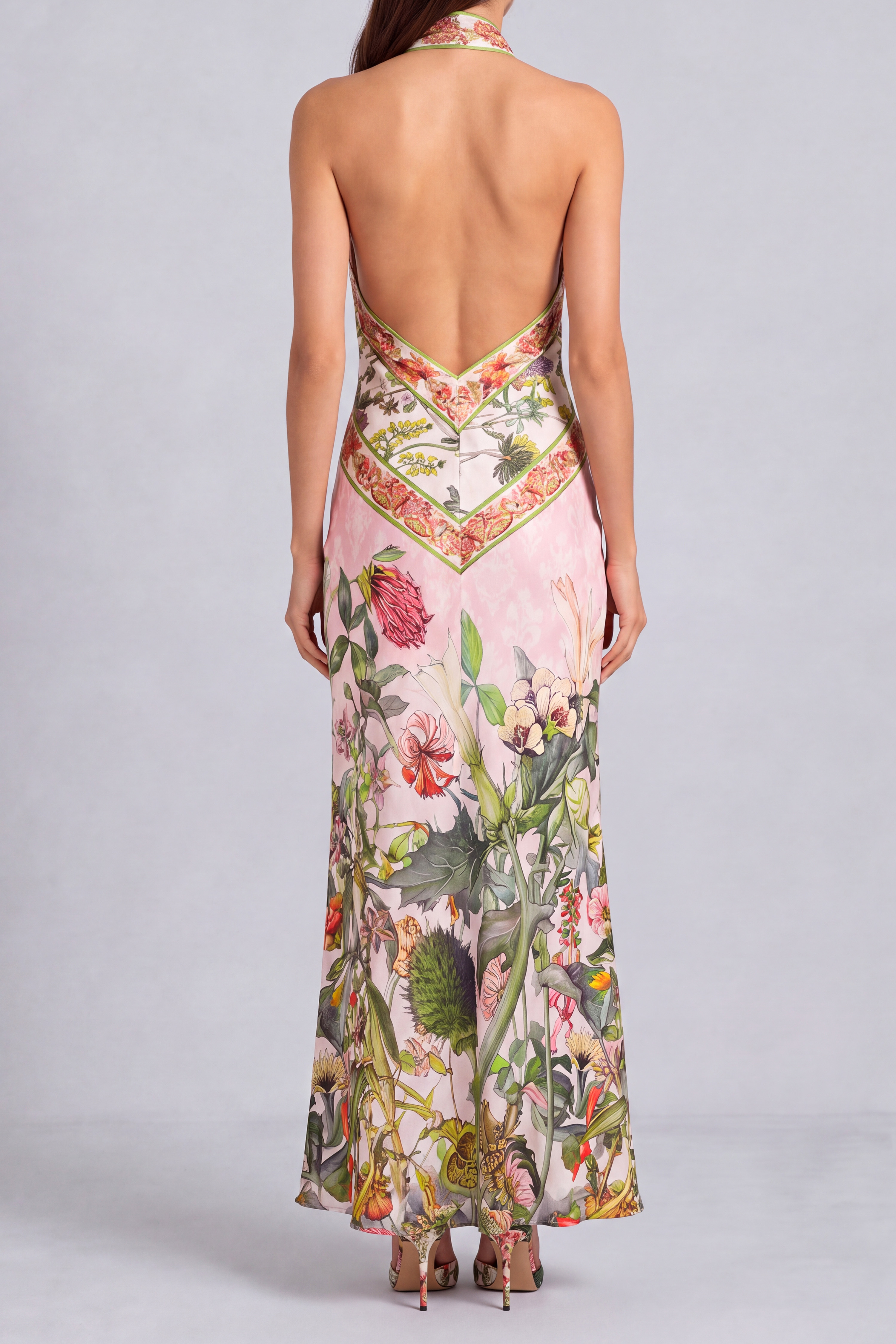 Naomi Plunge Floral Backless Maxi Dress