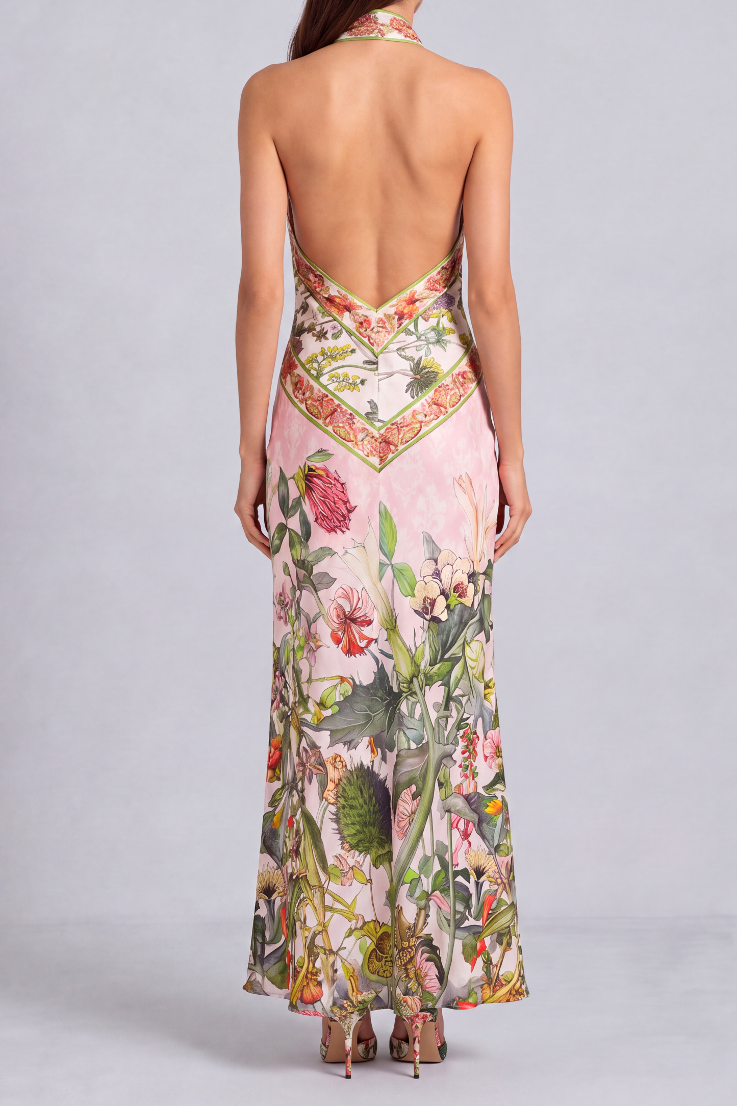 Naomi Plunge Floral Backless Maxi Dress