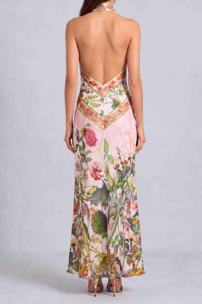 Naomi Plunge Floral Backless Maxi Dress