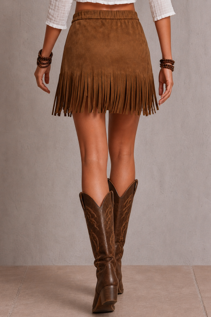 Nerissa Studded Fringe A Line Mini Skirt