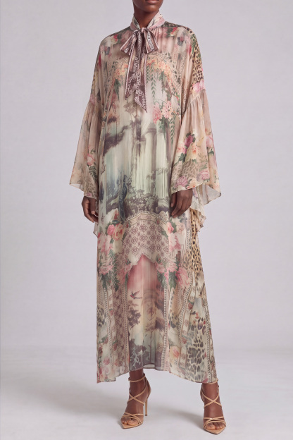 Nicole Bow Print Midi Dress In Pink