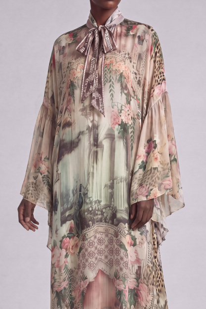 Nicole Bow Print Midi Dress In Pink