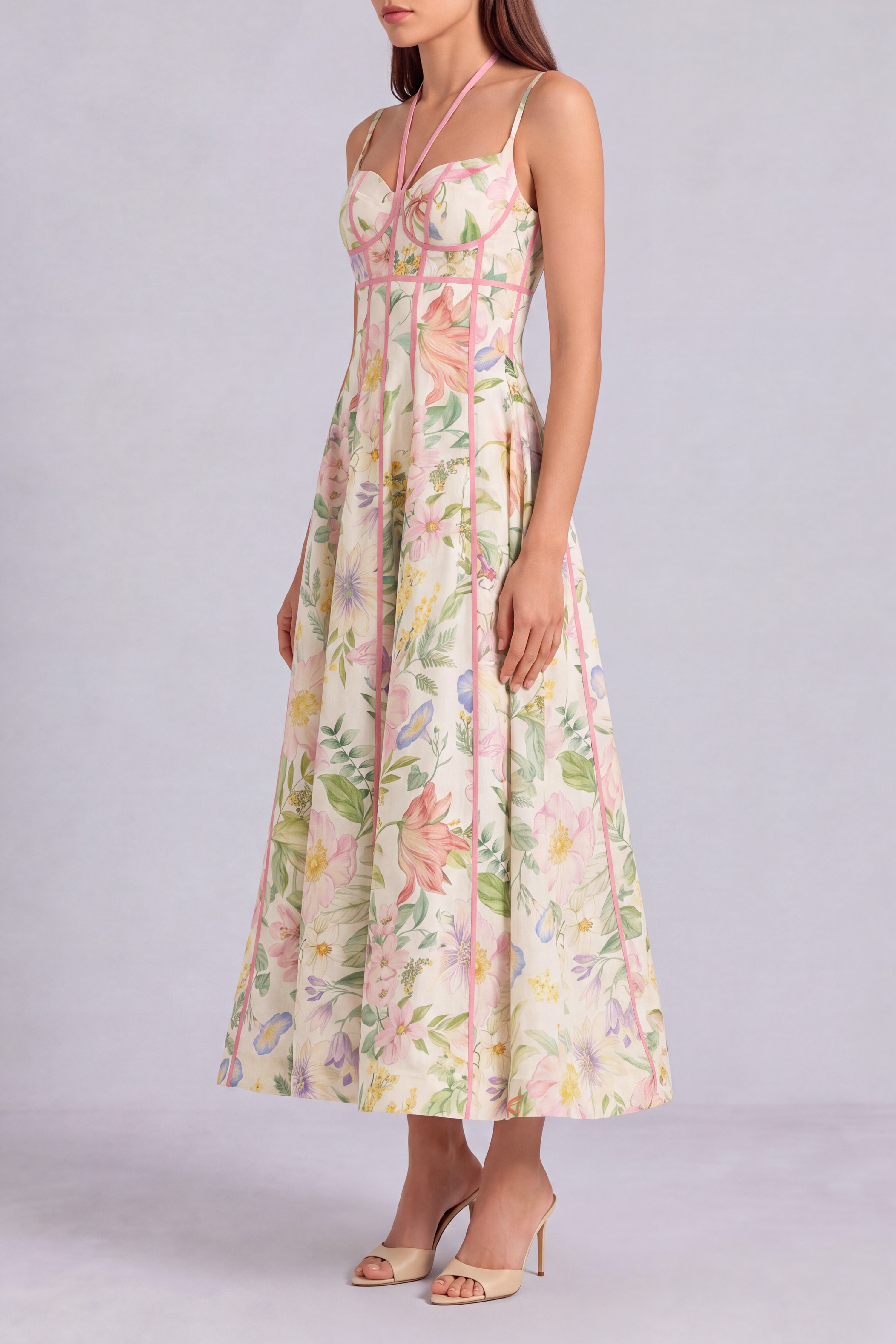 Nina Halter Neck Floral Midi Dress