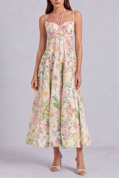 Nina Halter Neck Floral Midi Dress