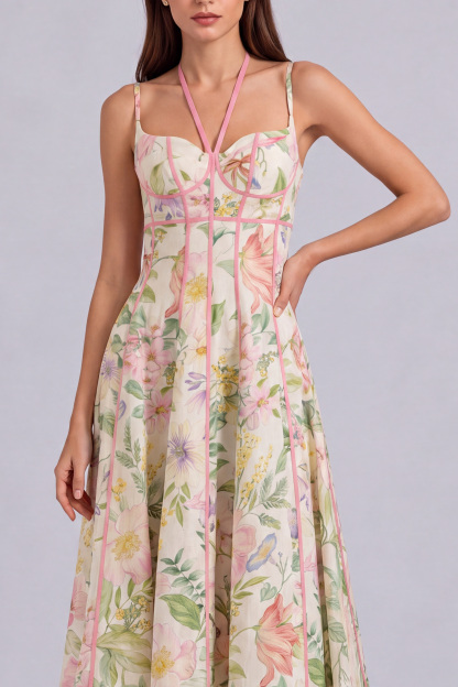 Nina Halter Neck Floral Midi Dress