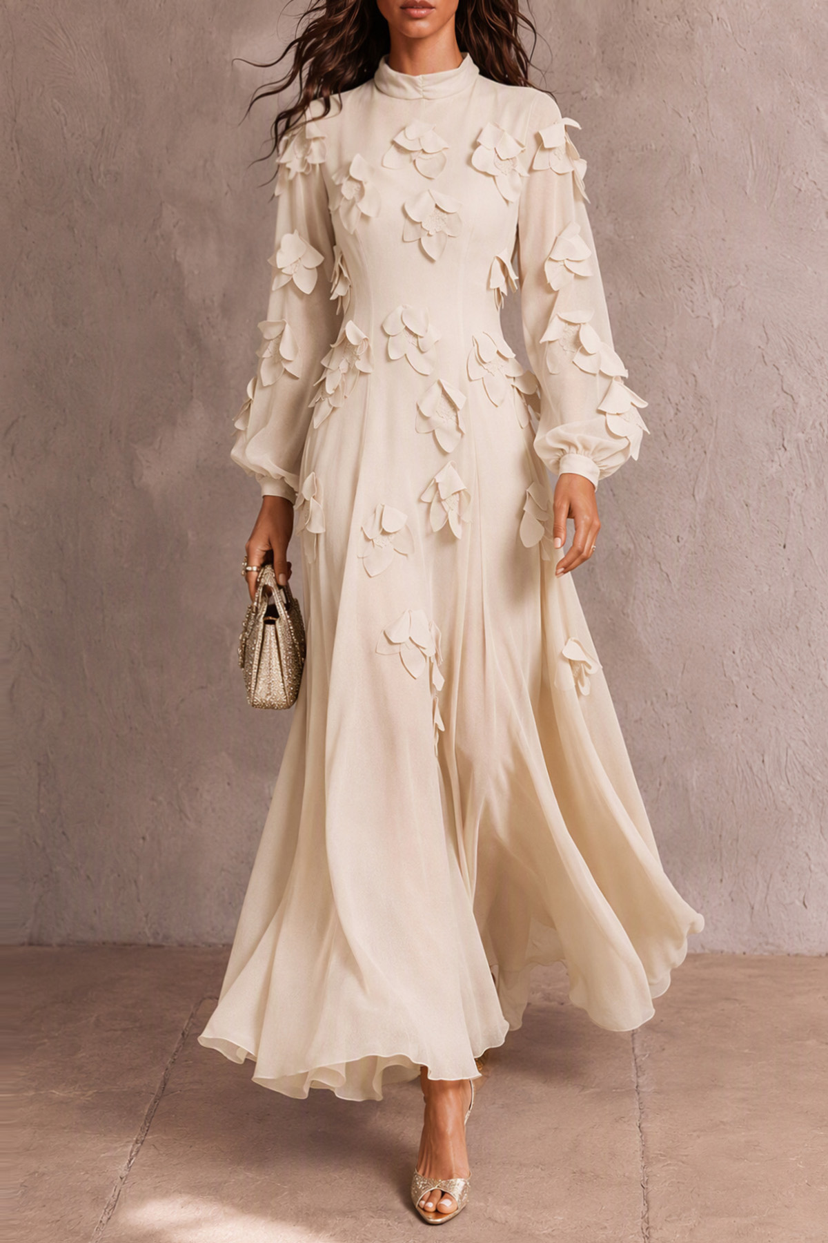 Nola High Neck Flower Maxi Dress