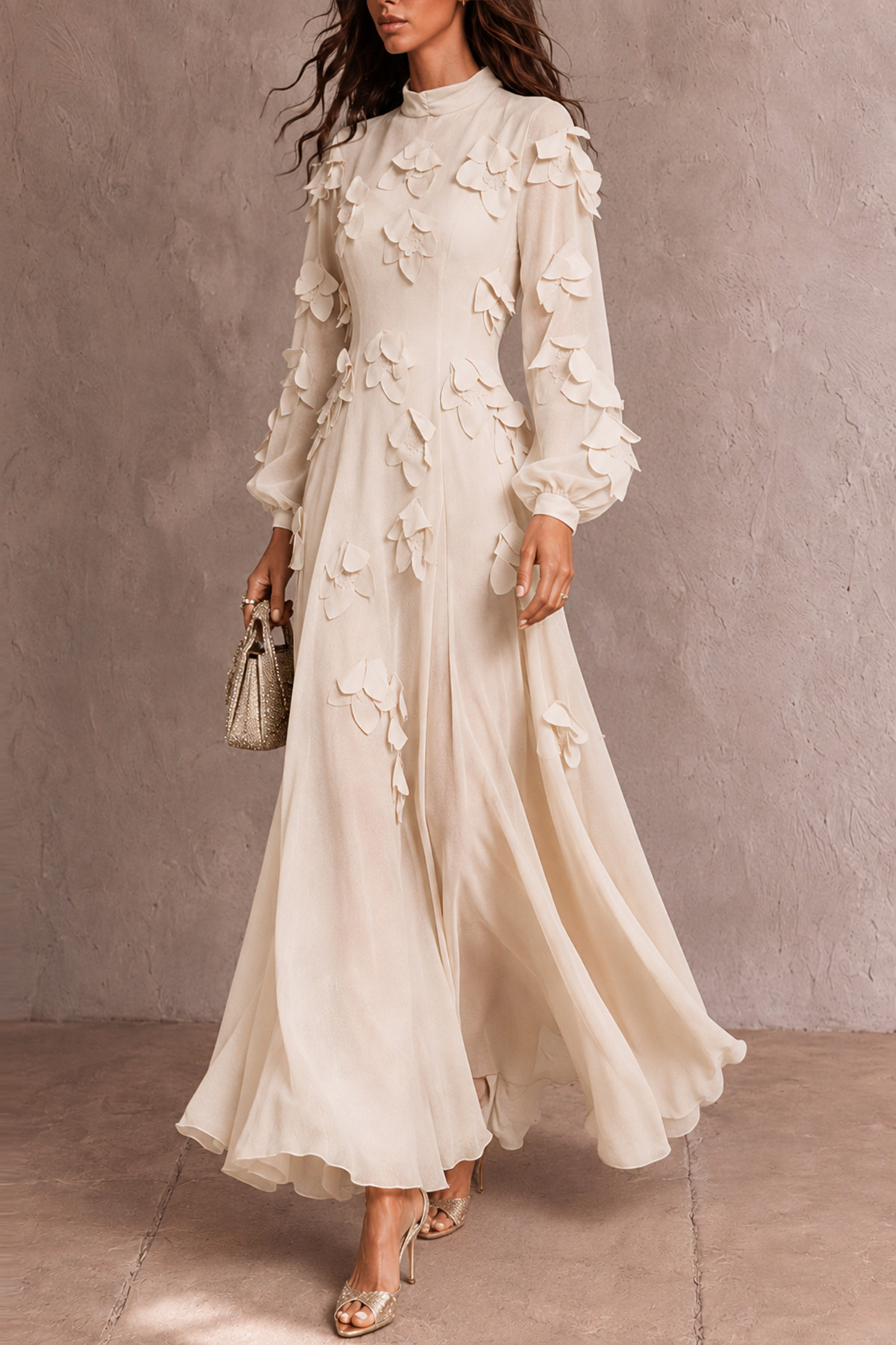 Nola High Neck Flower Maxi Dress