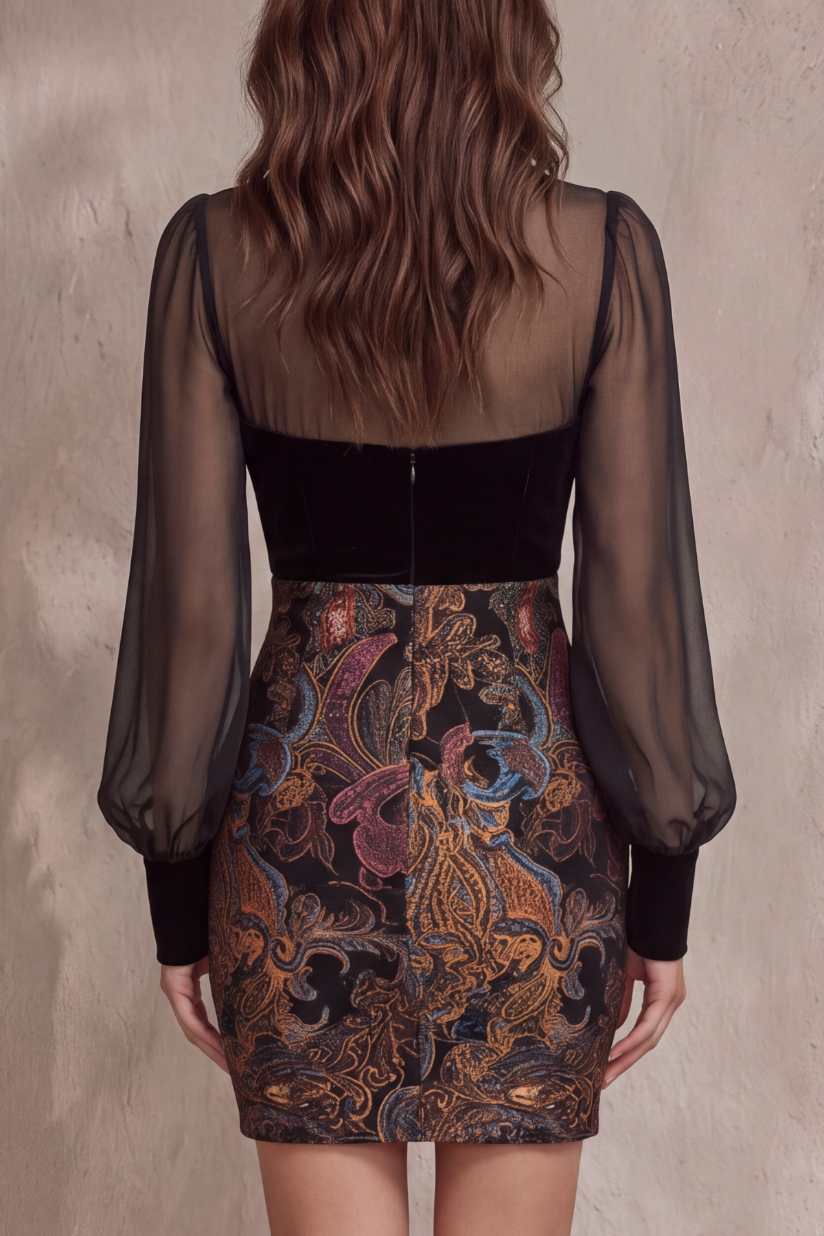 Norelia V Neck Print Colorful Mini Dress