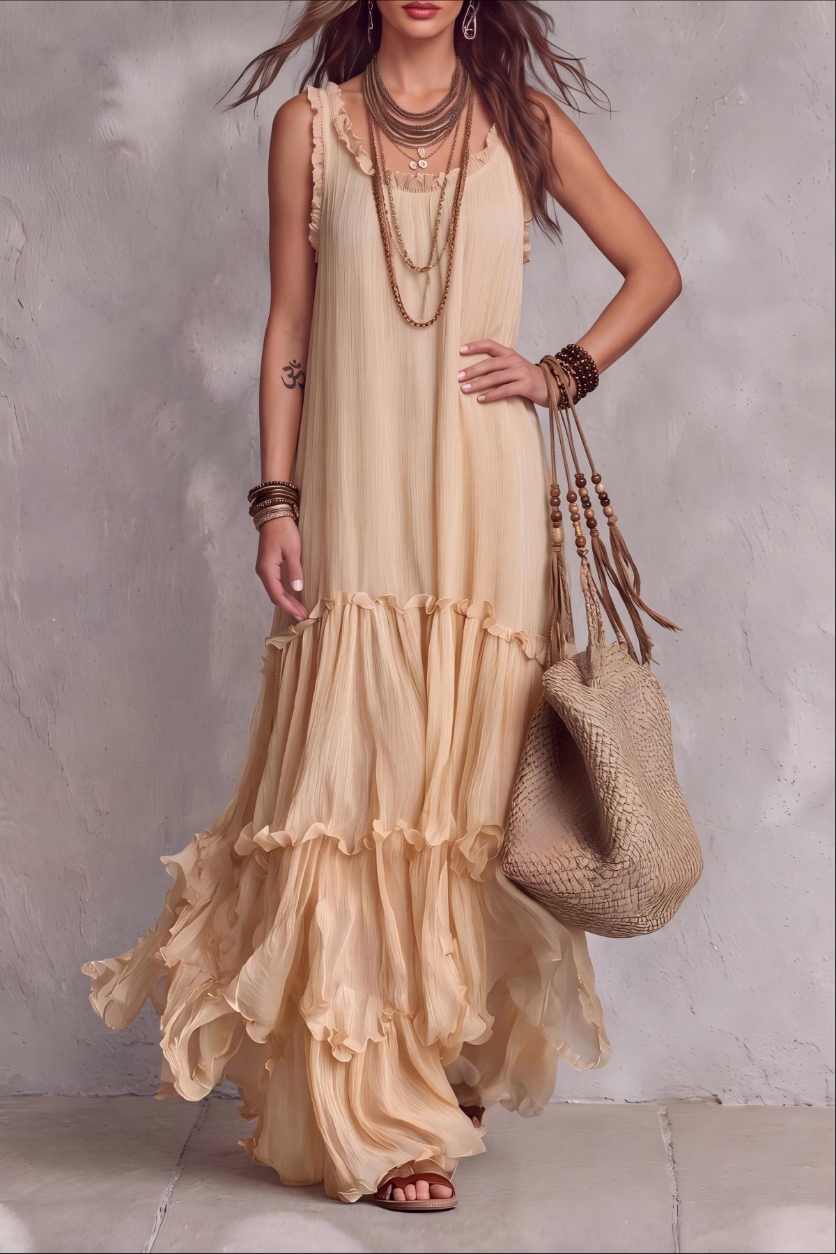Noryx Sleeveless Tiered Maxi Dress