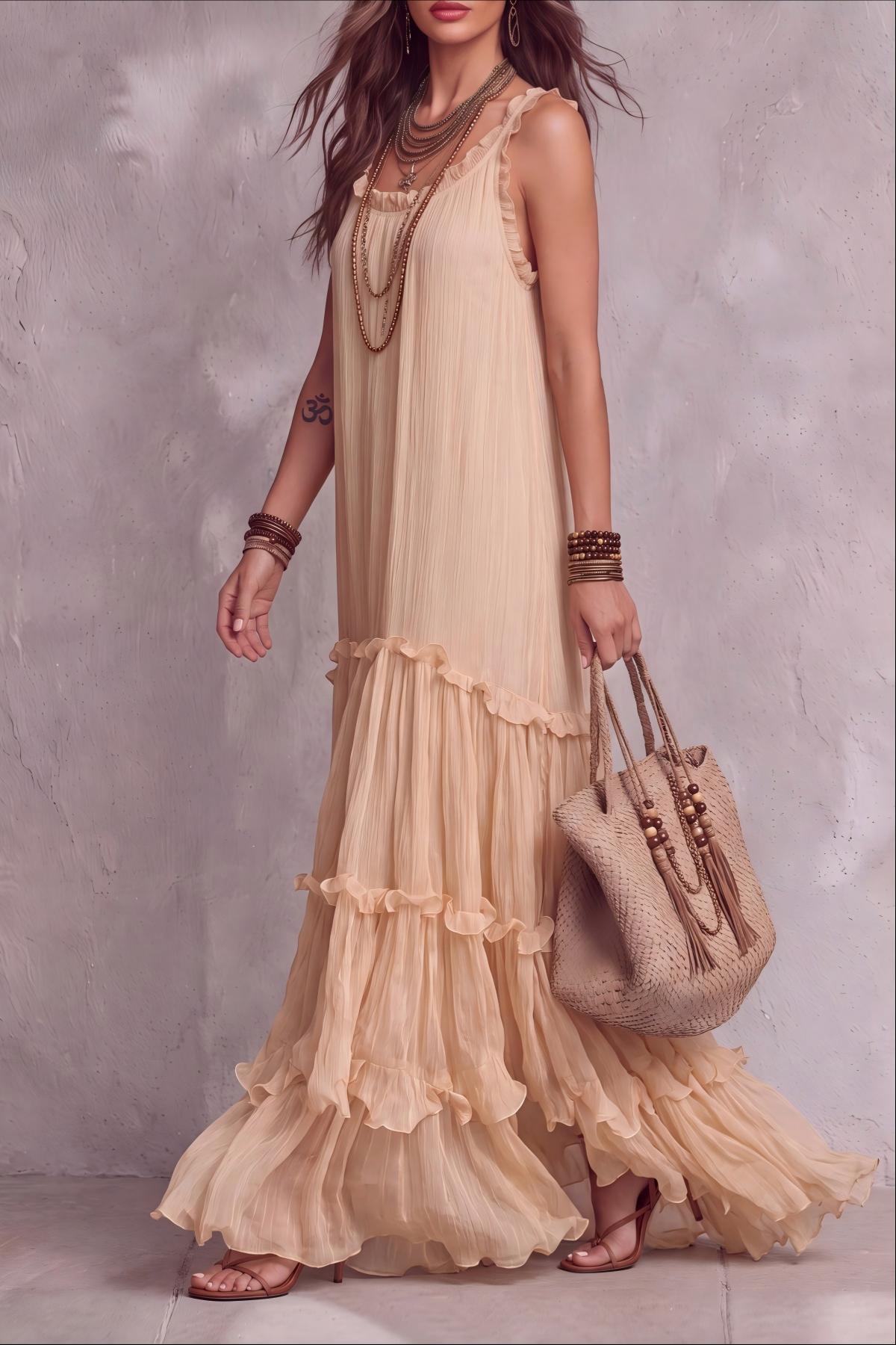 Noryx Sleeveless Tiered Maxi Dress