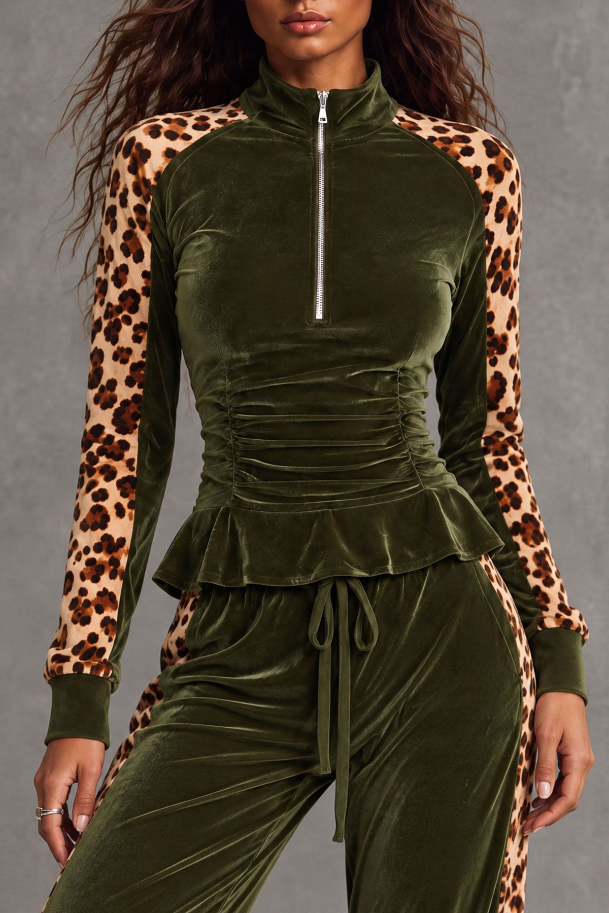Odelia Leopard Print Ruched Pants Set