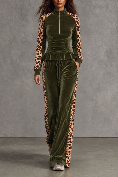 Odelia Leopard Print Ruched Pants Set