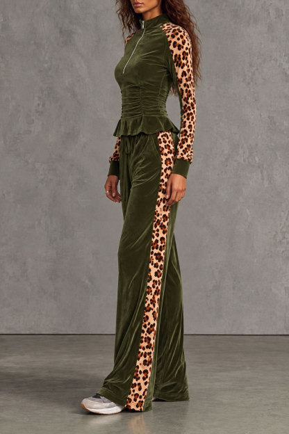 Odelia Leopard Print Ruched Pants Set
