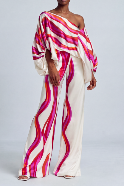 Ophelia One Shoulder Print Pants Set