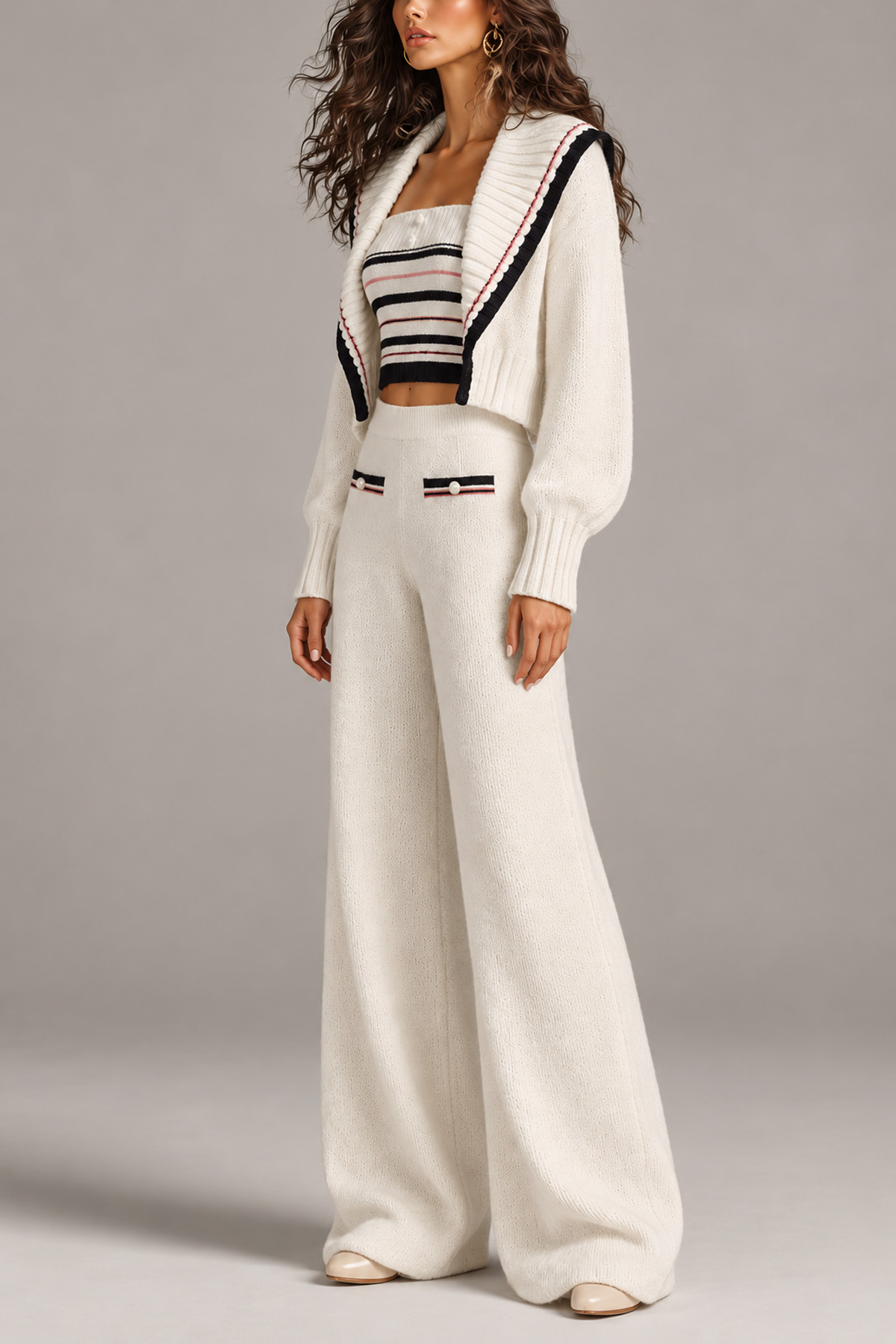 Oriana Knit Striped Pants Set