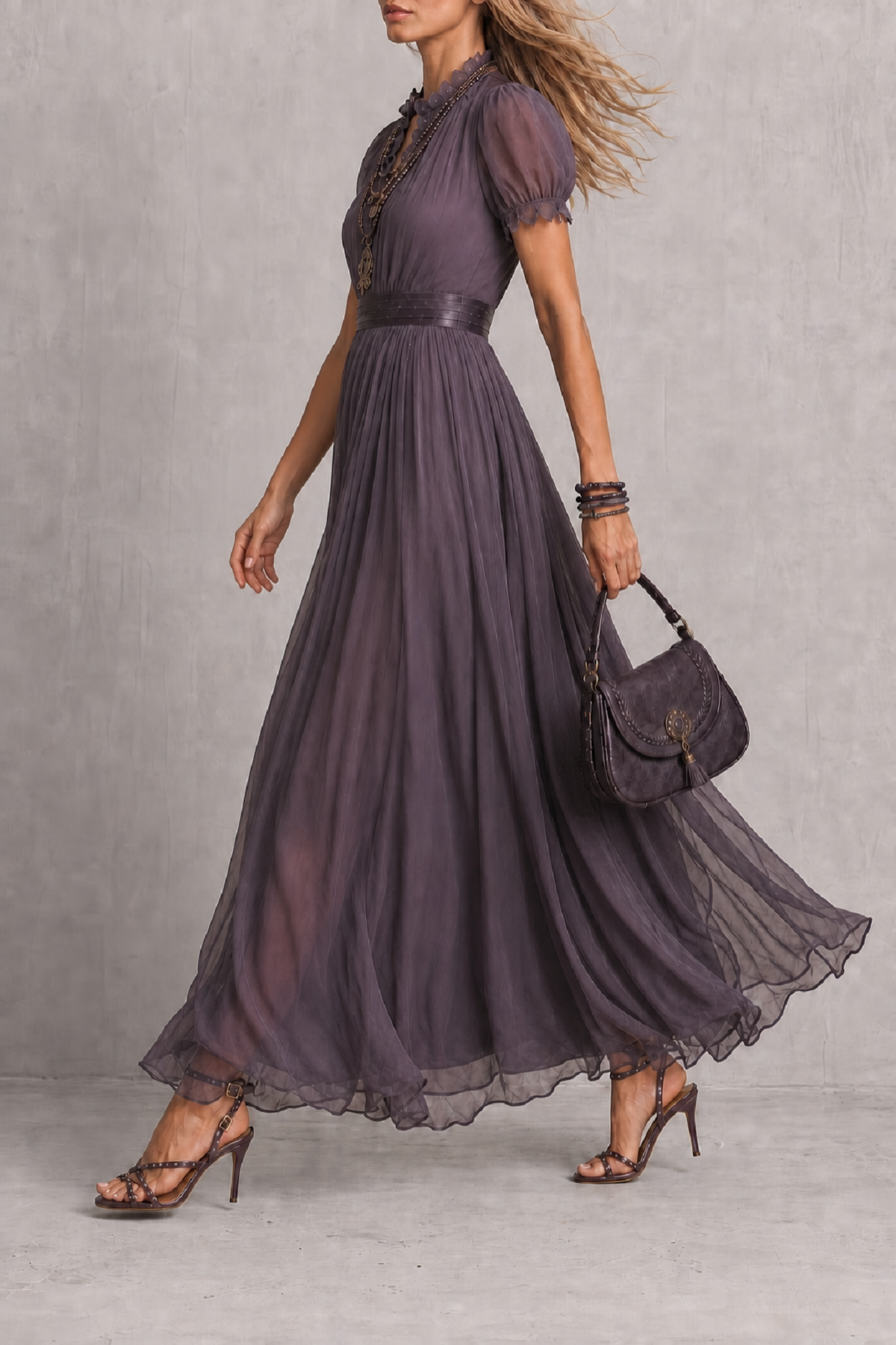 Orlina Short Sleeve Lace Maxi Dress