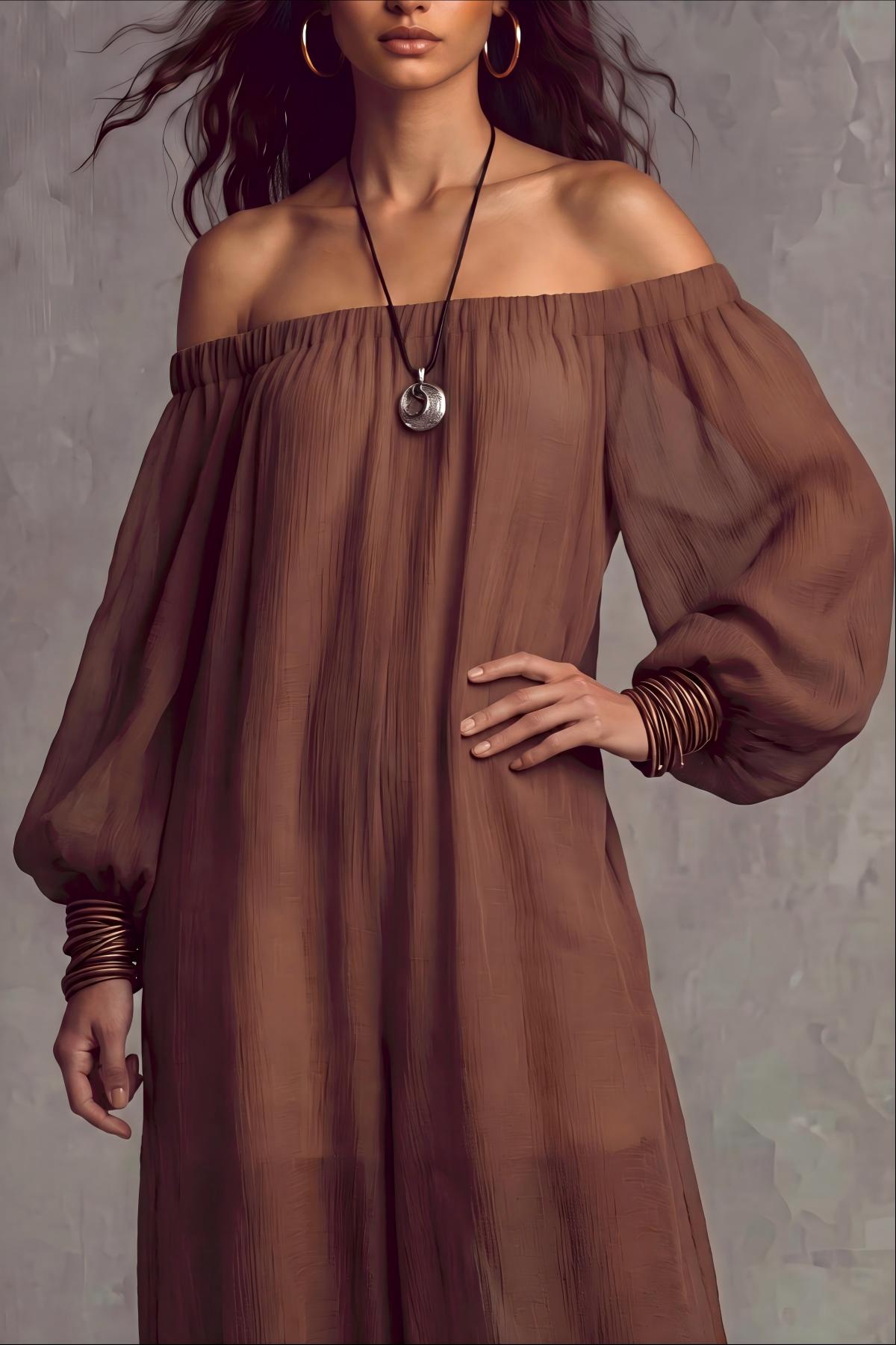 Oryven Off Shoulder Long Sleeve Jumpsuit