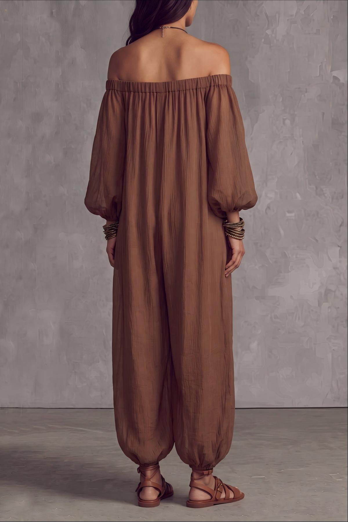 Oryven Off Shoulder Long Sleeve Jumpsuit