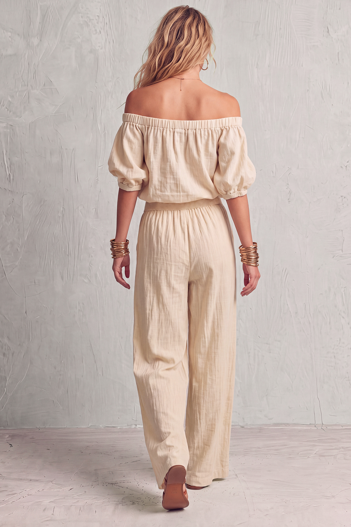 Osvella Off Shoulder Puff Sleeve Pants Set