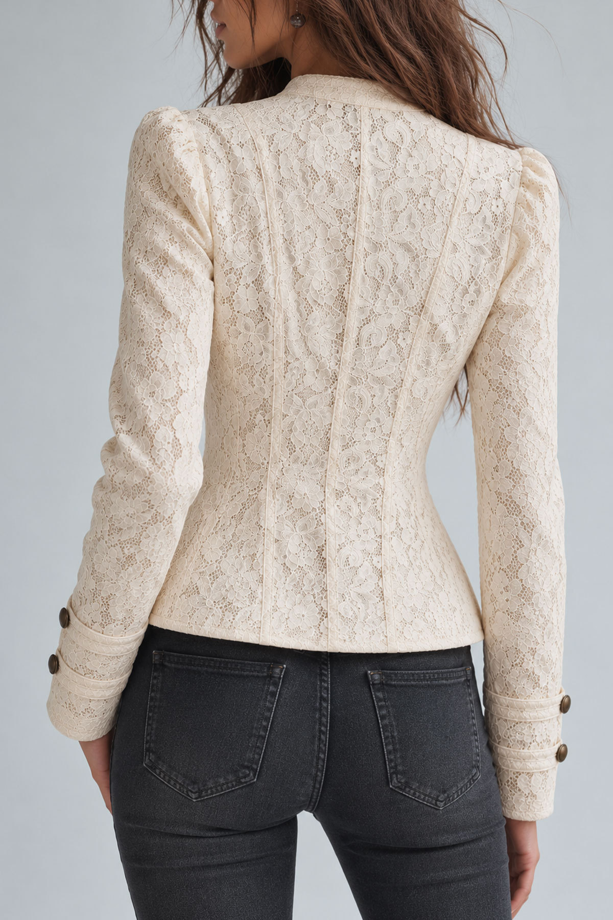 Ottoline Stand Collar Button Lace Coat