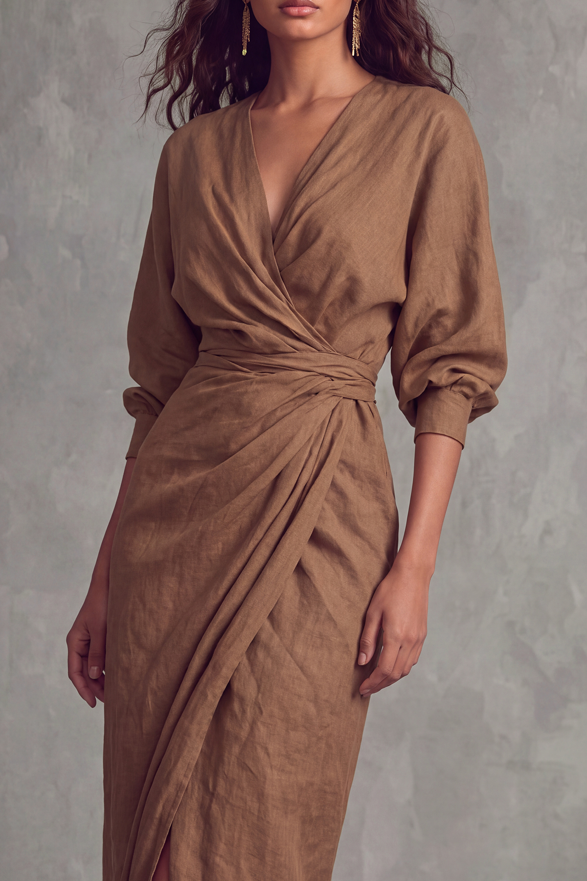 Parker Plunge Neck Knot Slit Maxi Dress
