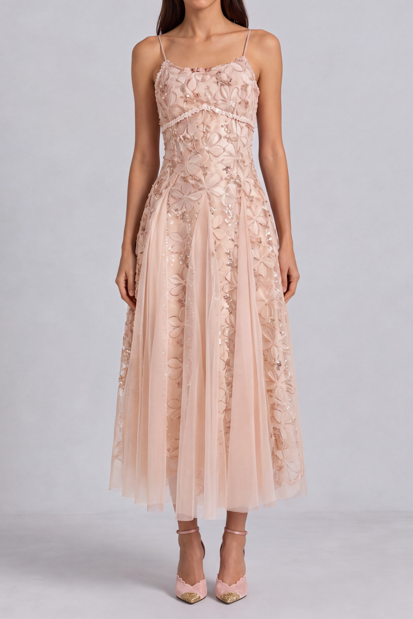 Penelope Embroidered Flower Midi Dress