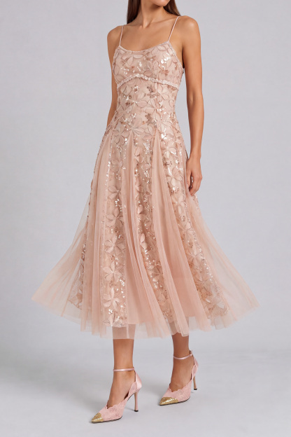 Penelope Embroidered Flower Midi Dress