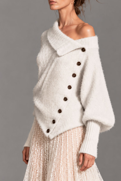 Philomena Balloon Sleeve Button Knit Top