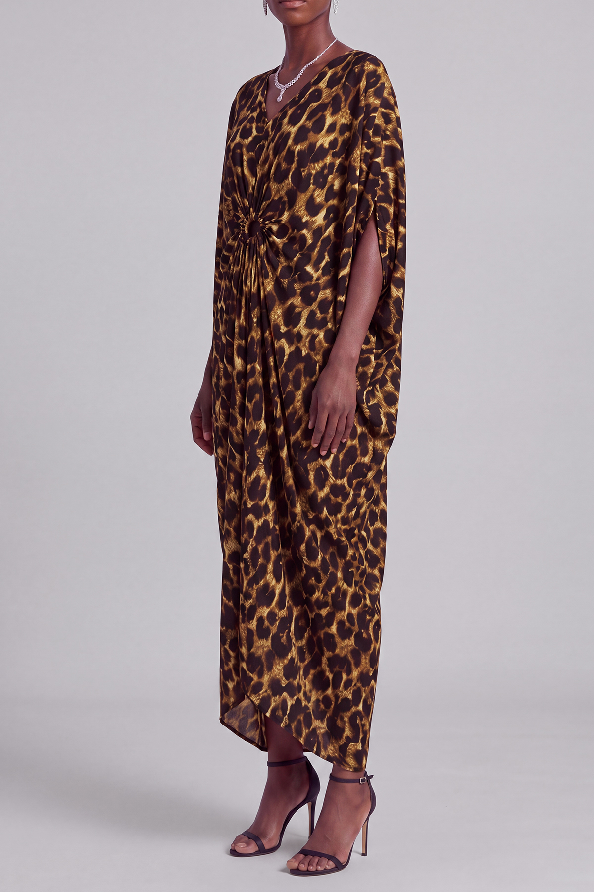 Phoebe Batwing Sleeves Leopard Maxi Dress