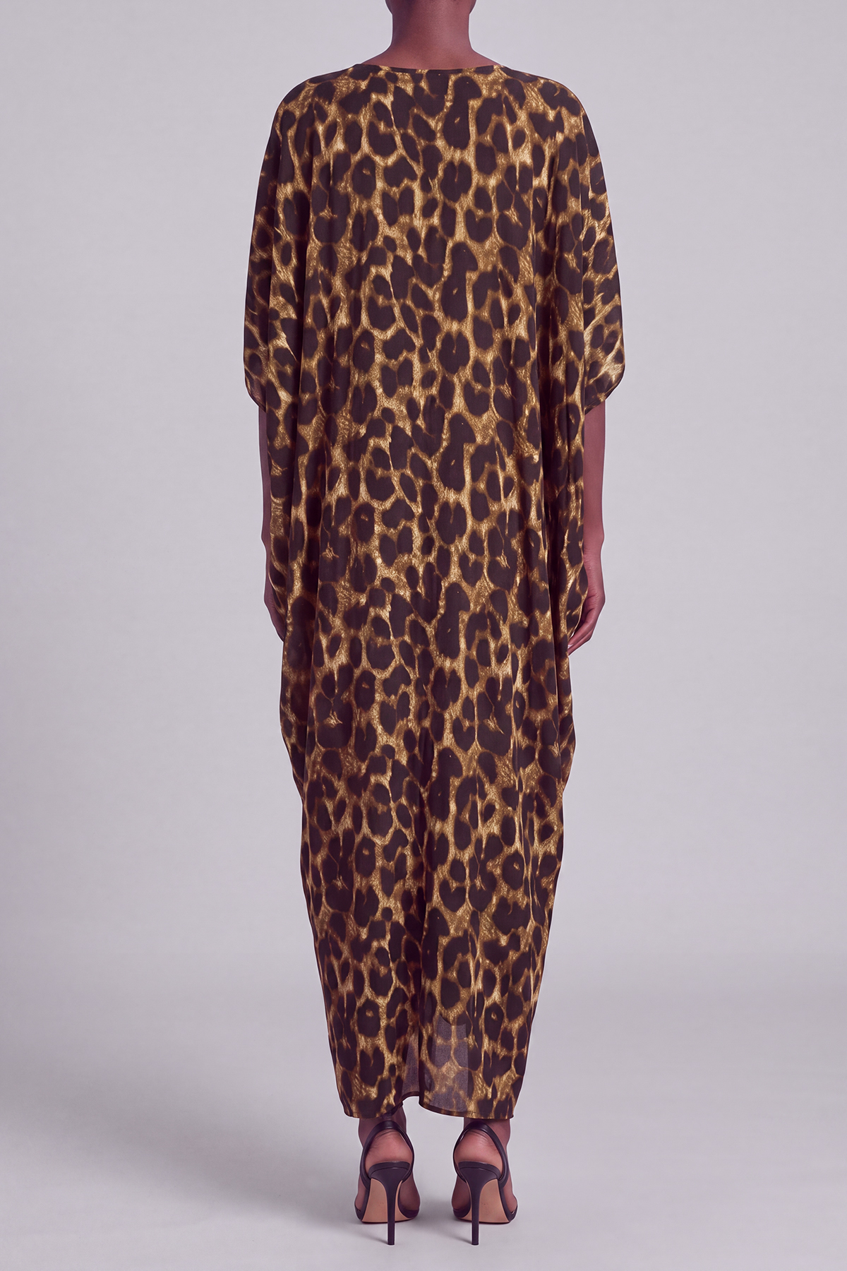 Phoebe Batwing Sleeves Leopard Maxi Dress