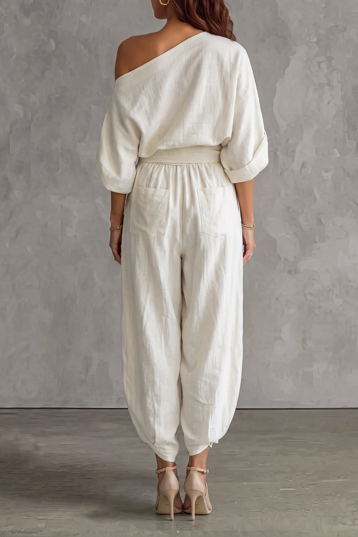 Prescott One Shoulder Harem Pants Set 
