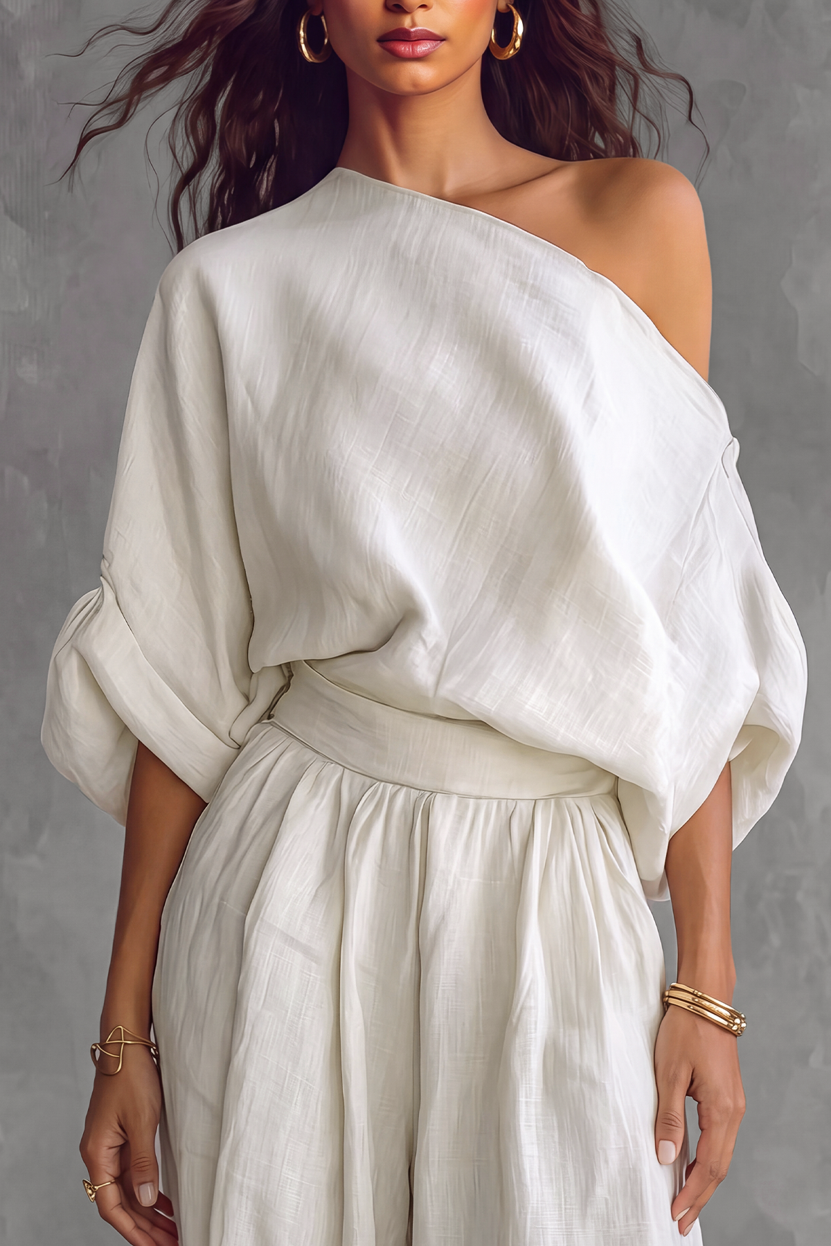 Prescott One Shoulder Harem Pants Set 