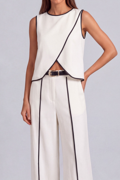 Raina Sleeveless Slit Wide Leg Pants Set