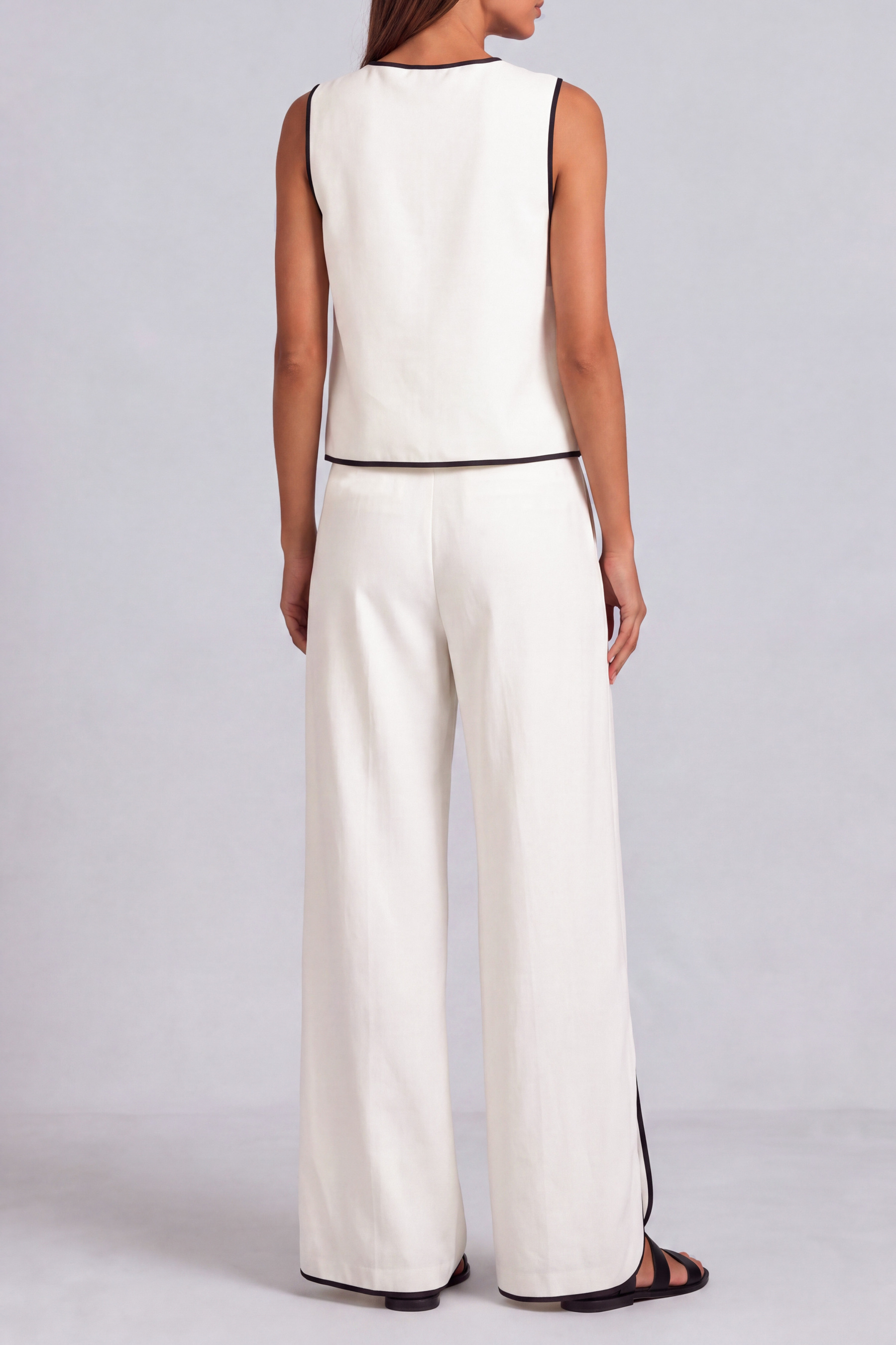 Raina Sleeveless Slit Wide Leg Pants Set