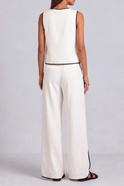 Raina Sleeveless Slit Wide Leg Pants Set