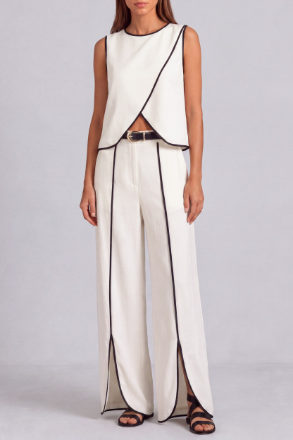 Raina Sleeveless Slit Wide Leg Pants Set