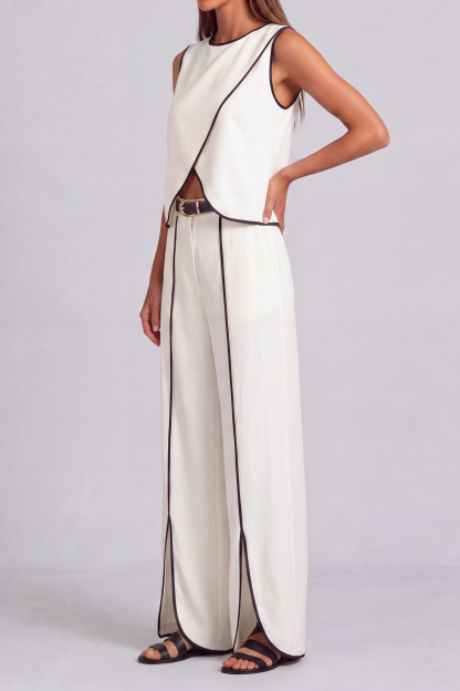 Raina Sleeveless Slit Wide Leg Pants Set