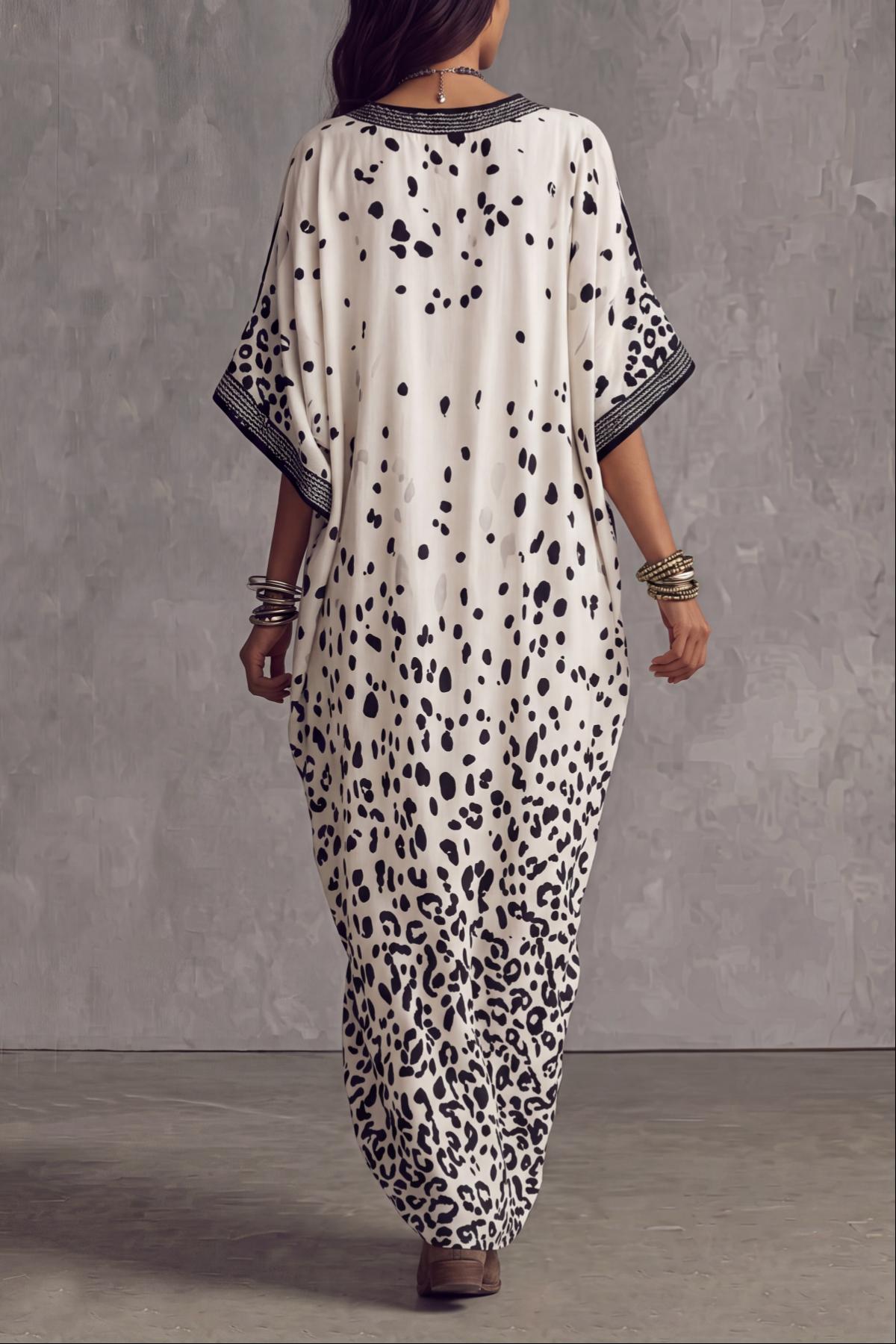 Ravyth Plunge Neck Leopard Print Maxi Dress