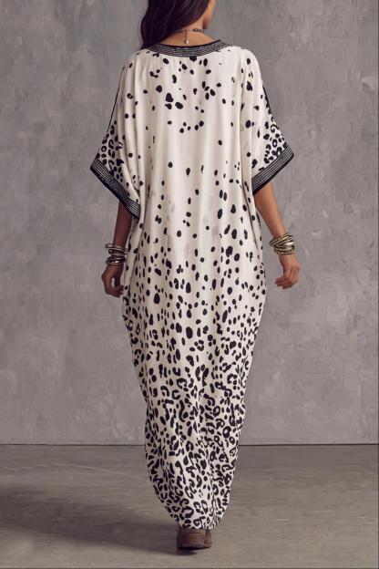 Ravyth Plunge Neck Leopard Print Maxi Dress