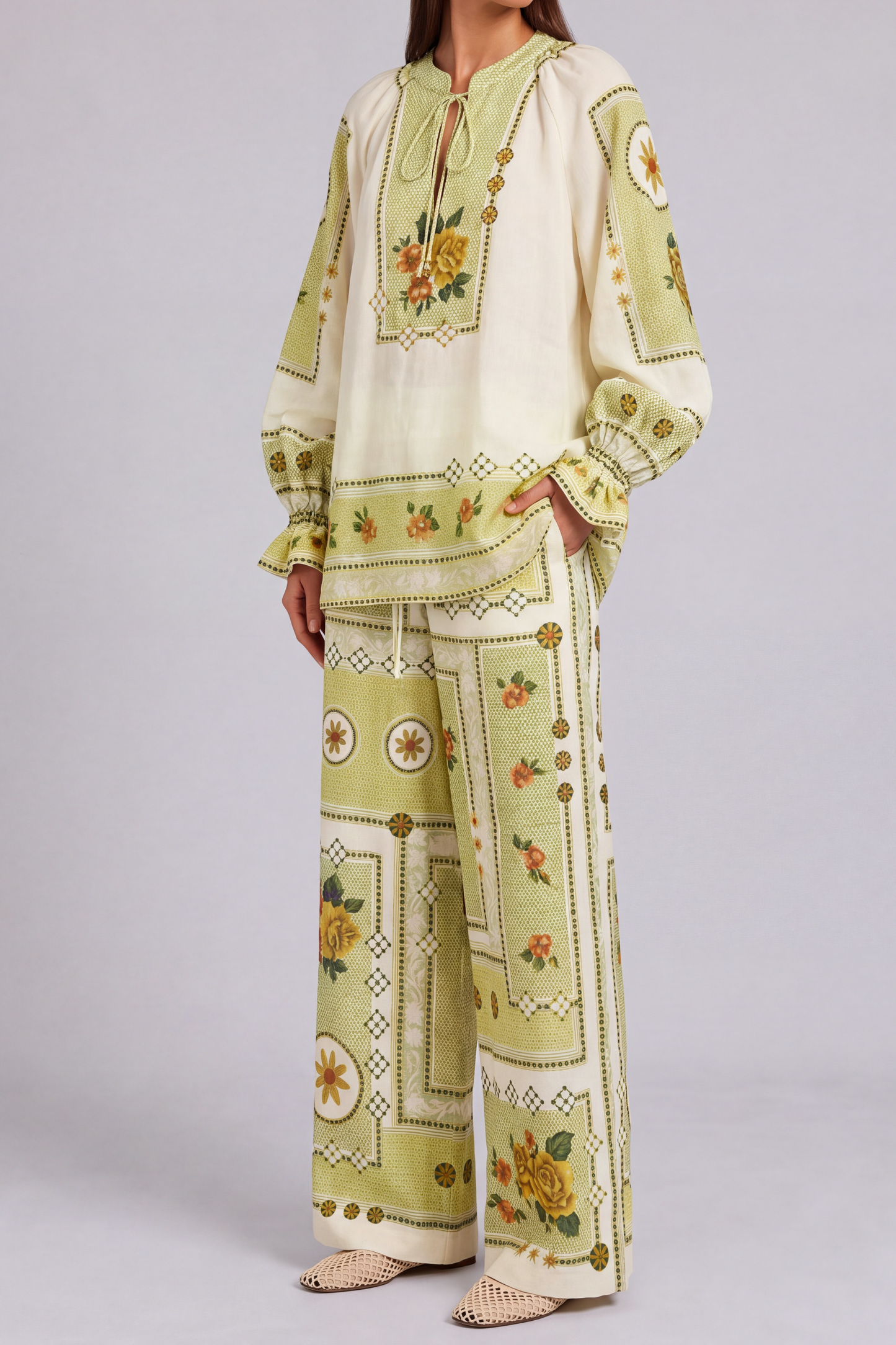Rebecca Tie Up Floral Print Pants Set